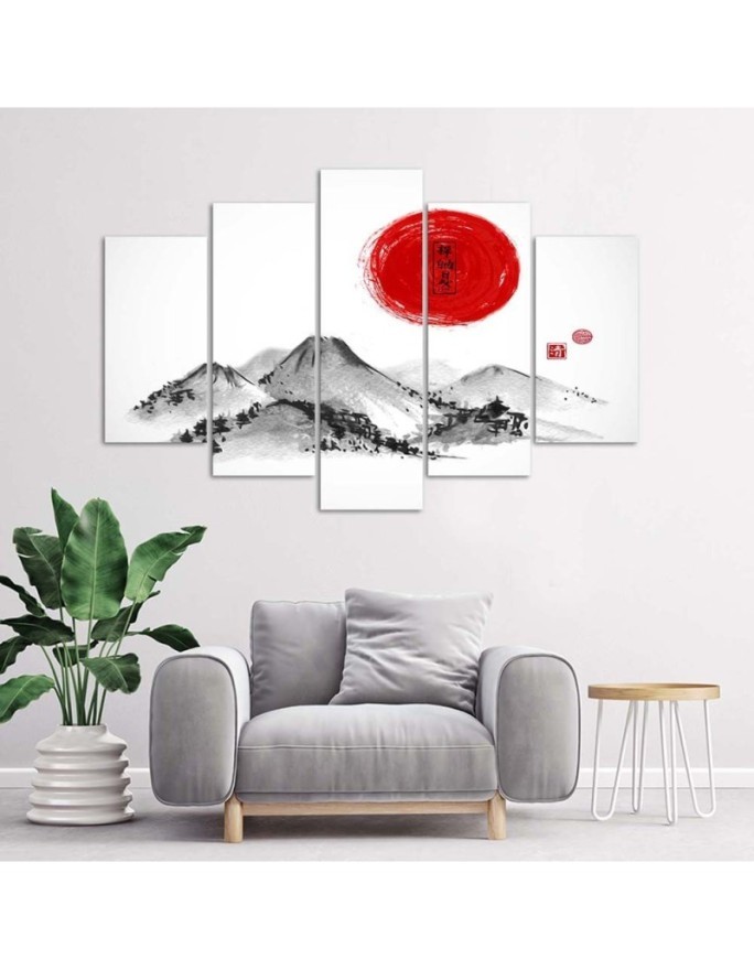 Canvas print Japan mountains sun printed on canvas | FEEBY