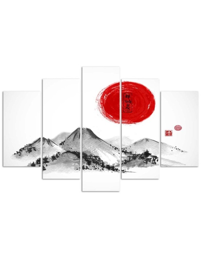 Canvas print Japan mountains sun printed on canvas | FEEBY