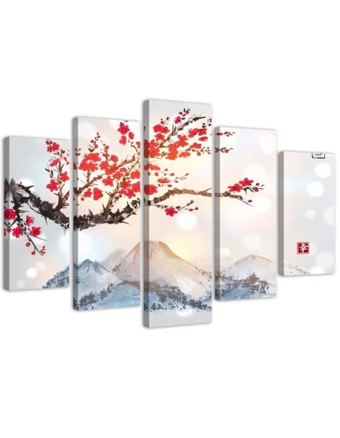Multi-panel Canvas painting Cherry blossom tree for living room | FEEBY