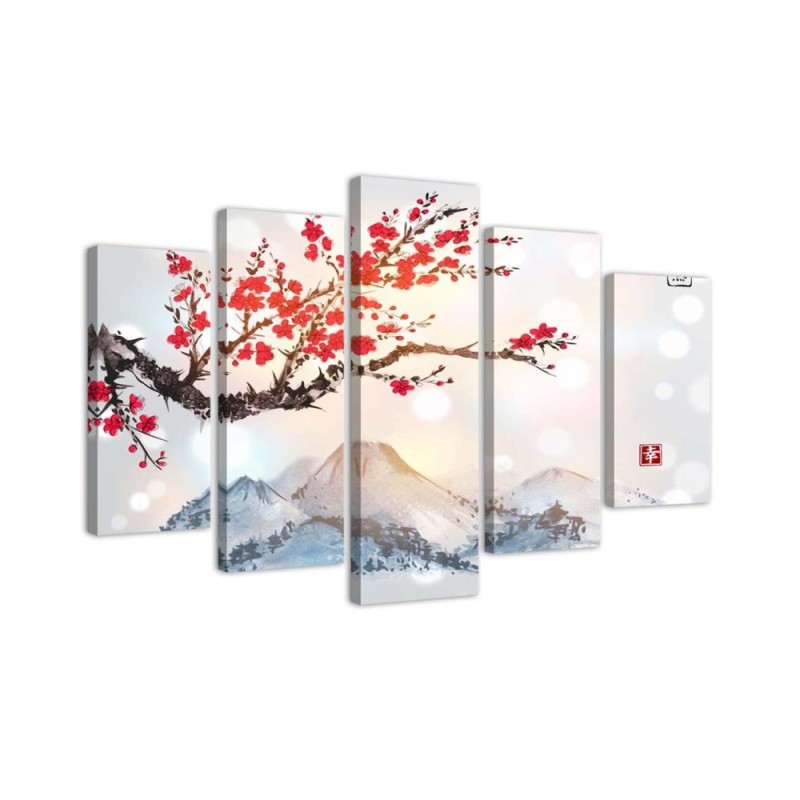 Multi-panel Canvas painting Cherry blossom tree for living room | FEEBY