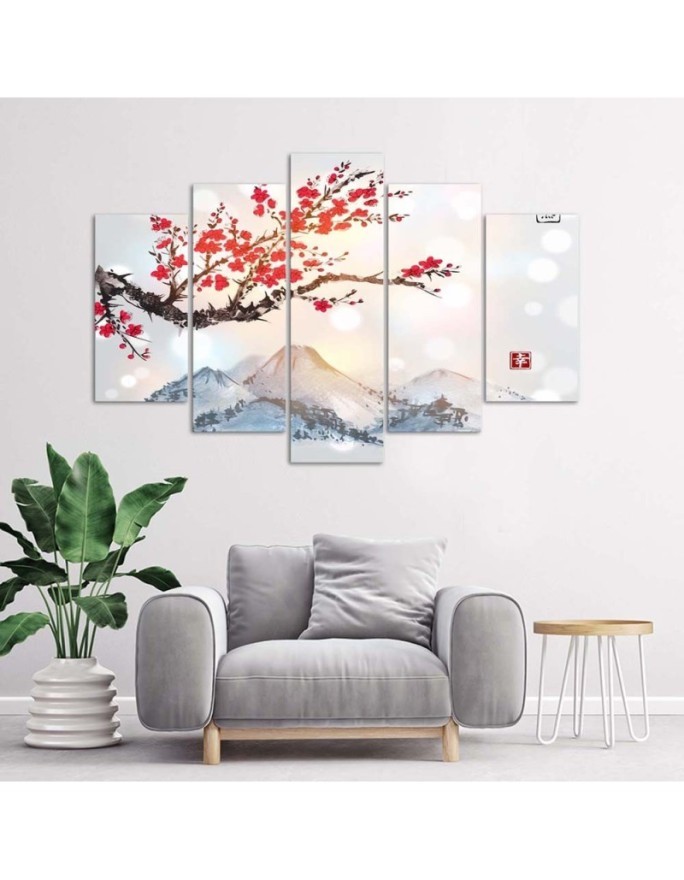 Multi-panel Canvas painting Cherry blossom tree for living room | FEEBY