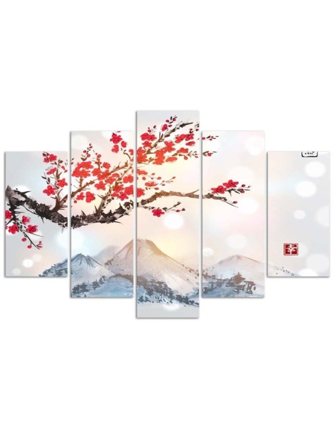 Multi-panel Canvas painting Cherry blossom tree for living room | FEEBY
