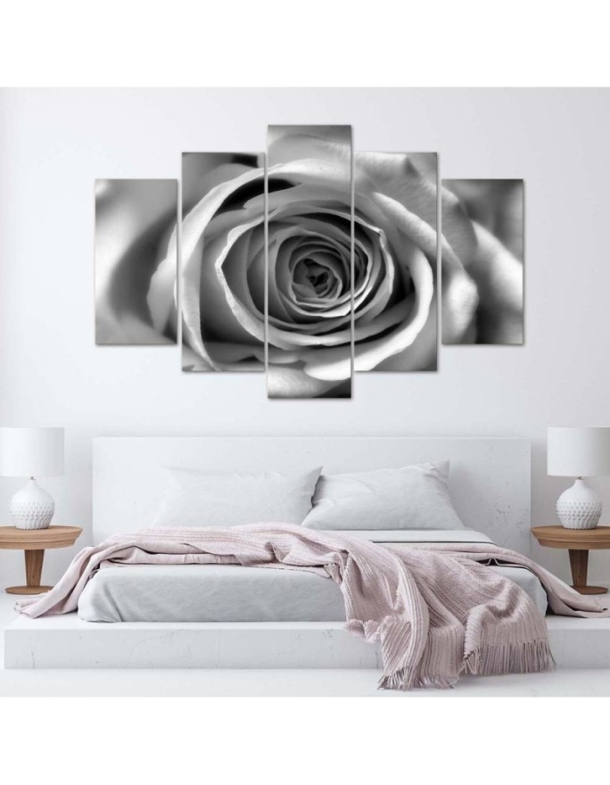 Rose flower black and white Canvas painting for living room wall | FEEBY