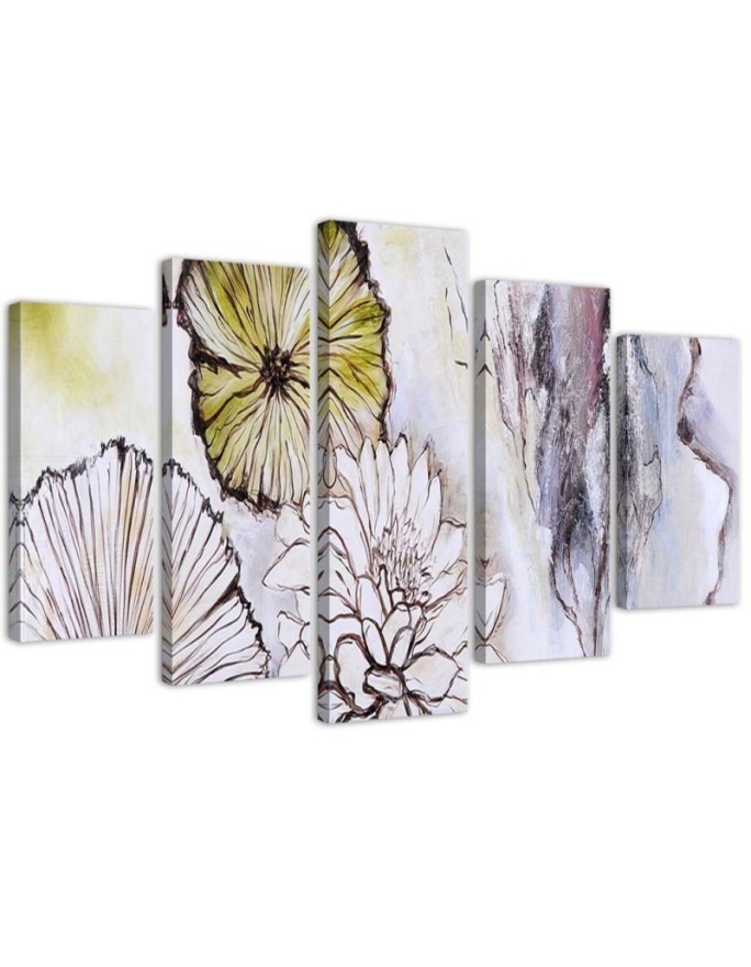 Canvas print Hand-painted flowers for room wall | FEEBY