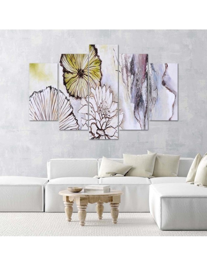 Canvas print Hand-painted flowers for room wall | FEEBY