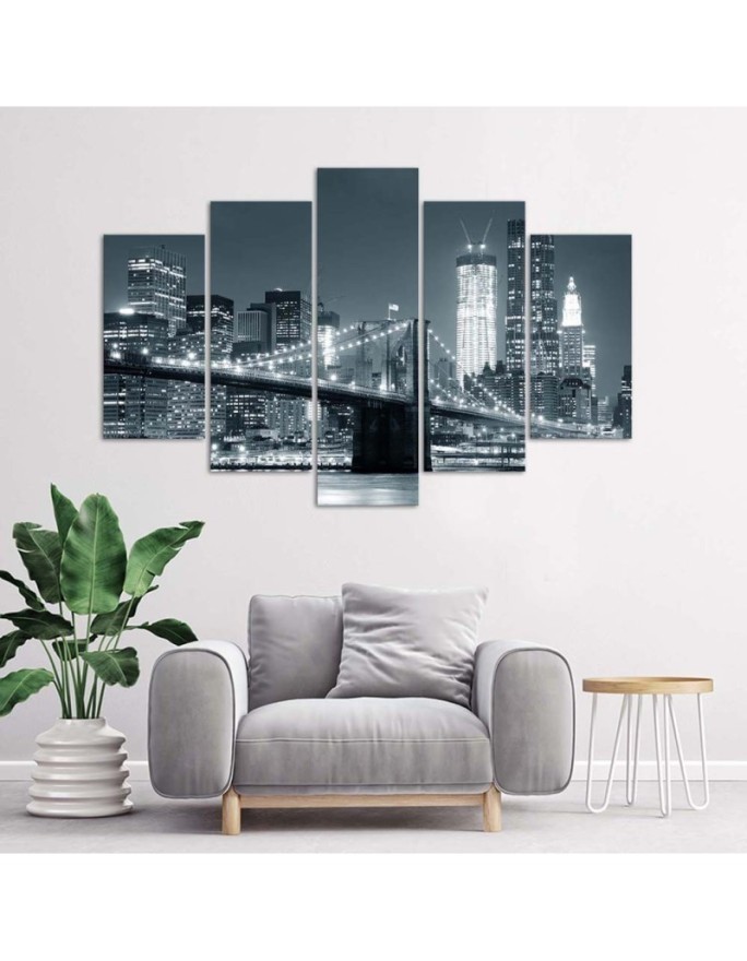 Brooklyn Bridge black and white painting for living room, office | FEEBY