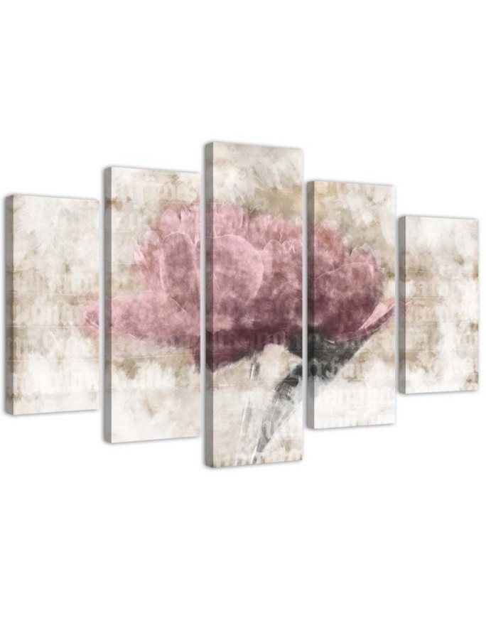 5 Piece Canvas print Pastel vintage flower for bedroom for wall | FEEBY