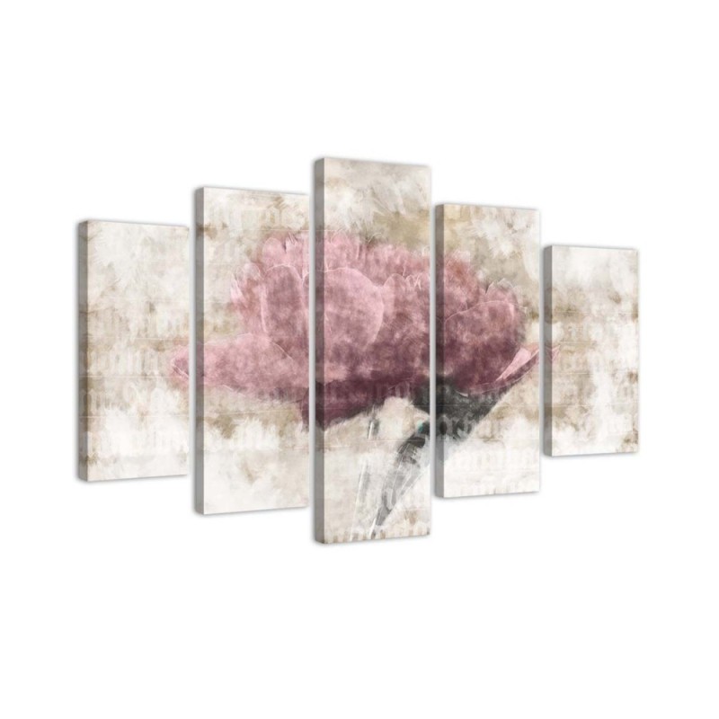 5 Piece Canvas print Pastel vintage flower for bedroom for wall | FEEBY