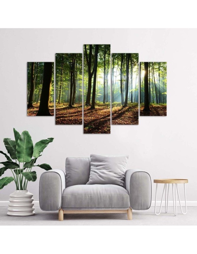 Canvas print modern Sunshine in the forest for office, living room | FEEBY