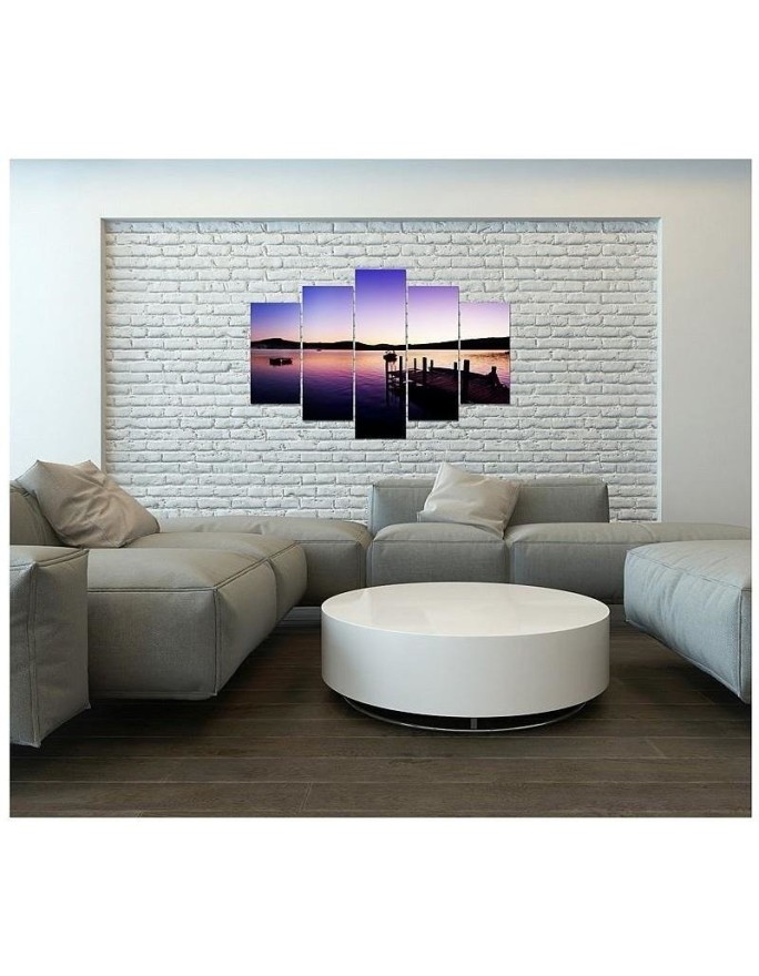 Canvas painting 5 parts Lake pier landscape for living room | FEEBY
