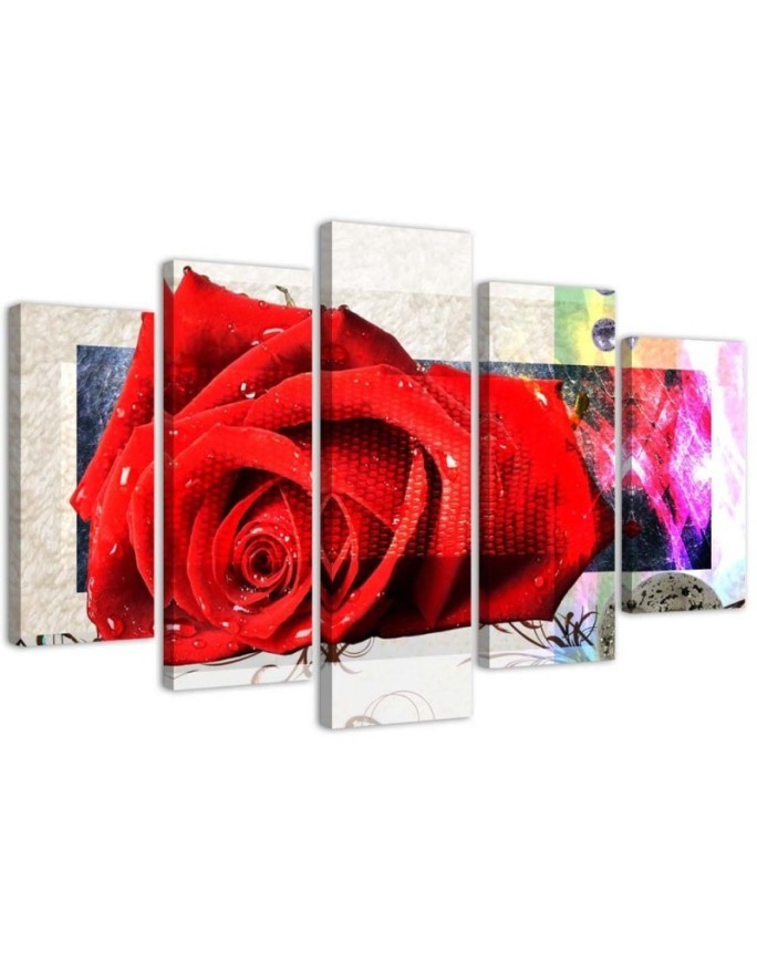 Red rose painting for the wall to the living room, bedroom | FEEBY