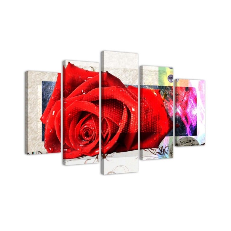 Red rose painting for the wall to the living room, bedroom | FEEBY