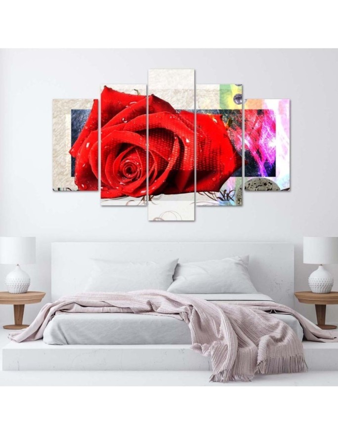 Red rose painting for the wall to the living room, bedroom | FEEBY