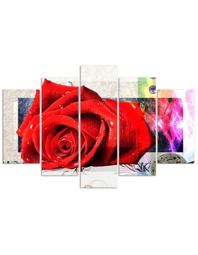 Red rose painting for the wall to the living room, bedroom | FEEBY