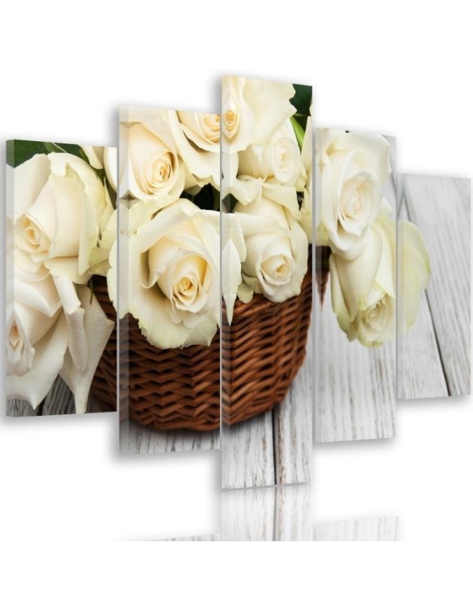 Pictures on Canvas Roses in a basket shabby chic for wall | FEEBY