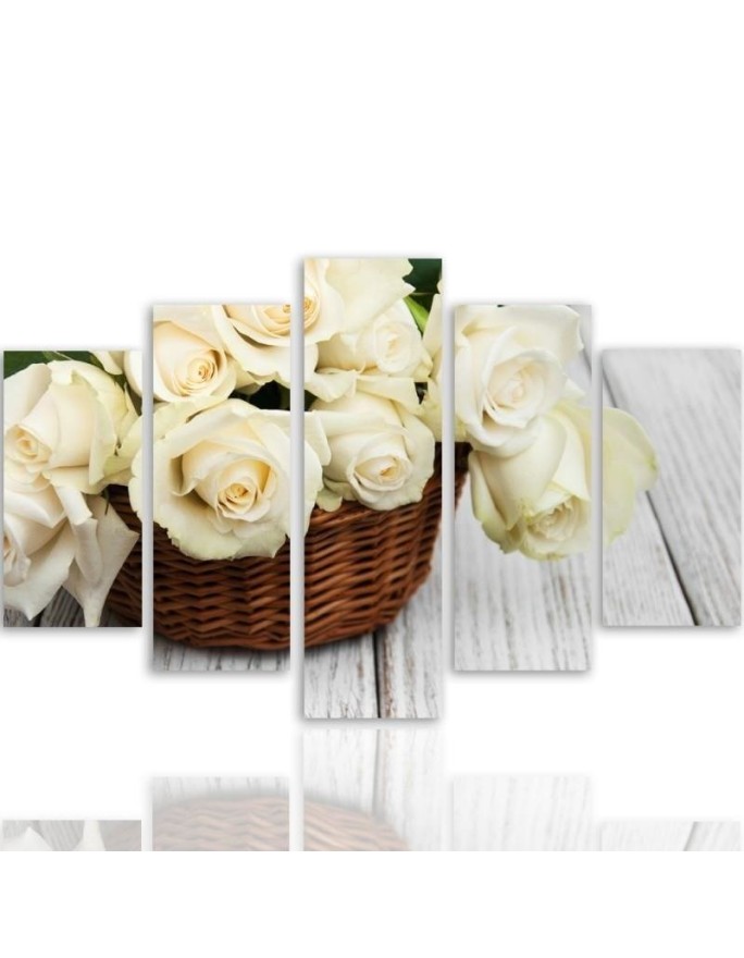Pictures on Canvas Roses in a basket shabby chic for wall | FEEBY