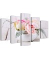 Canvas print 5 parts - Roses in a white vase for living room , dining room | FEEBY