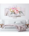 Canvas print 5 parts - Roses in a white vase for living room , dining room | FEEBY