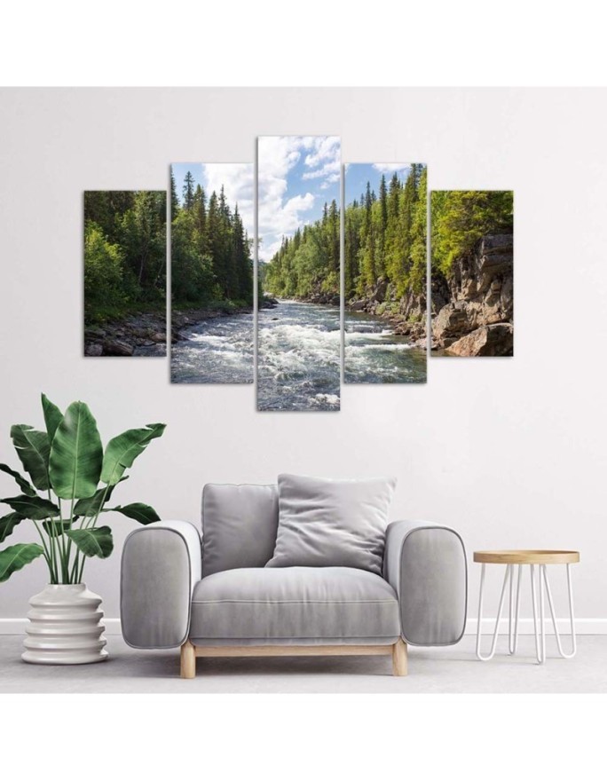 Wall painting River in the forest decorative landscape | FEEBY