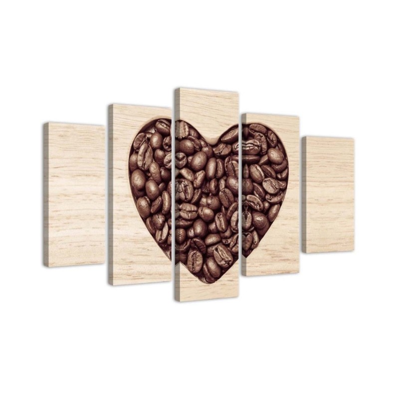 Canvas print Love heart with coffee beans for kitchen, dining room | FEEBY