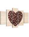 Canvas print Love heart with coffee beans for kitchen, dining room | FEEBY