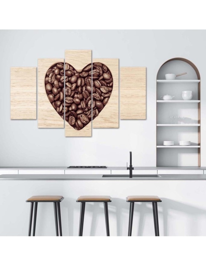 Canvas print Love heart with coffee beans for kitchen, dining room | FEEBY