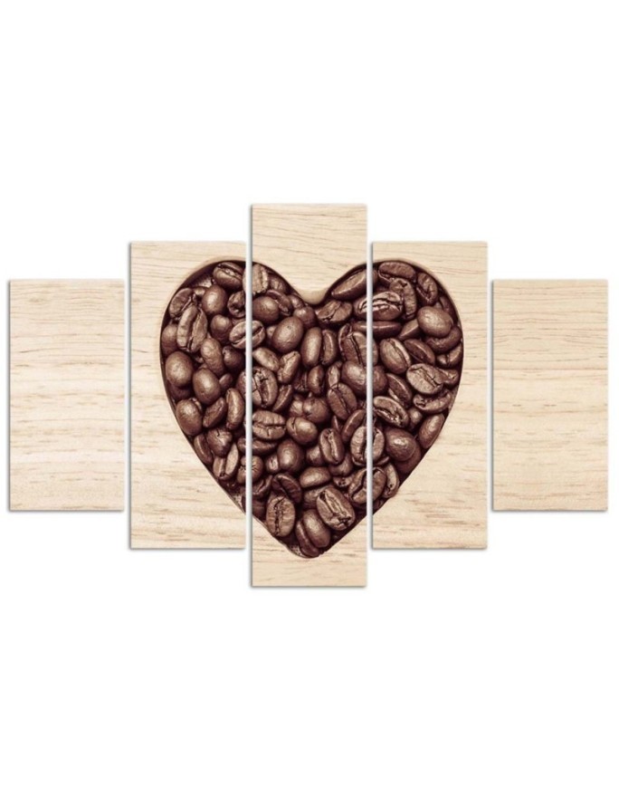 Canvas print Love heart with coffee beans for kitchen, dining room | FEEBY