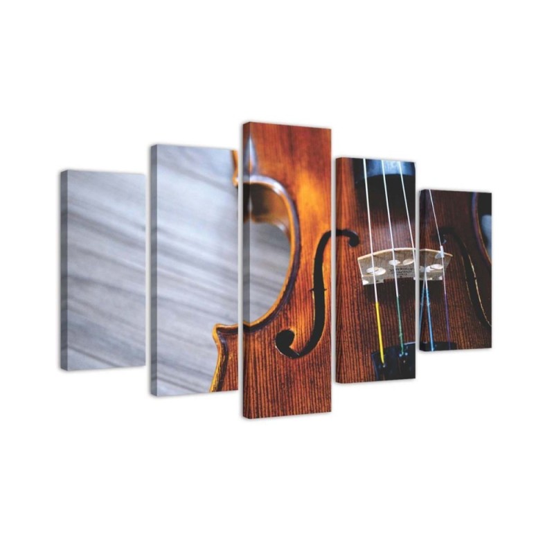 Canvas print 5-part Violin painting for living room, office for wall | FEEBY