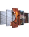 Canvas print 5-part Violin painting for living room, office for wall | FEEBY