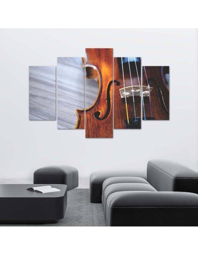 Canvas print 5-part Violin painting for living room, office for wall | FEEBY