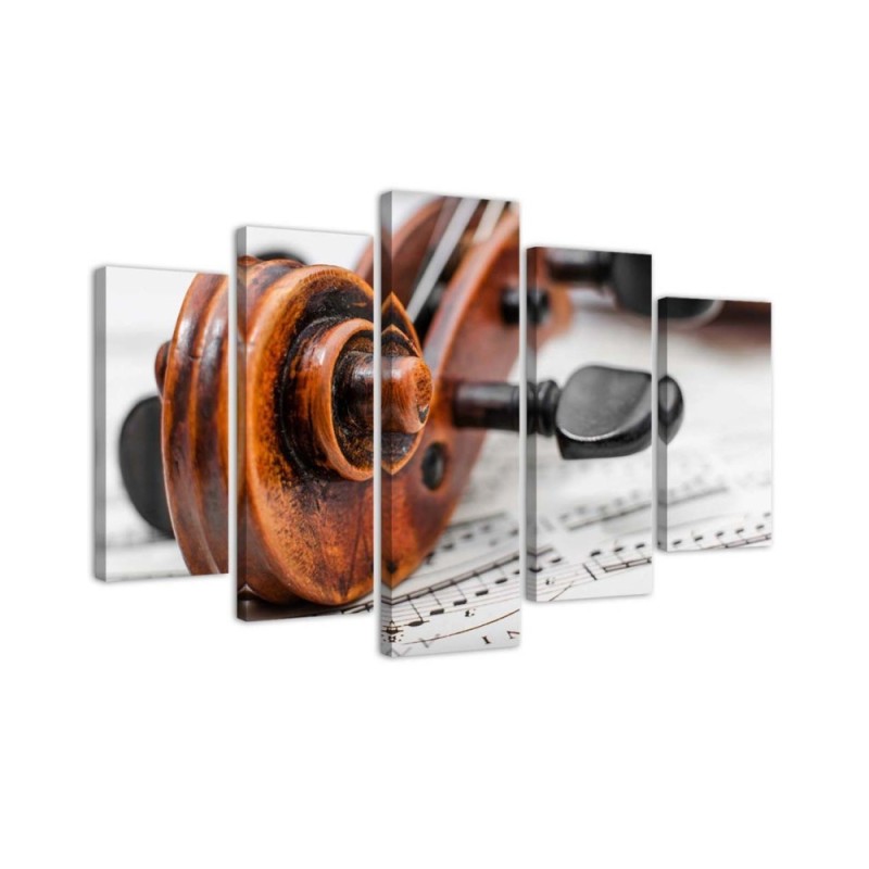 Canvas print 5 piece Violin and notes for living room, office for wall | FEEBY