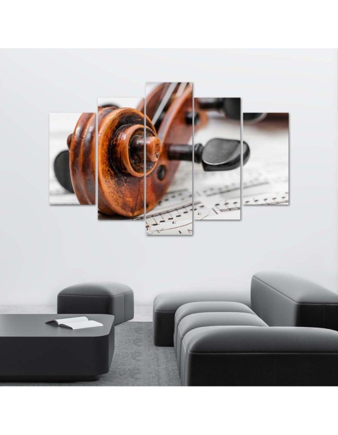 Canvas print 5 piece Violin and notes for living room, office for wall | FEEBY