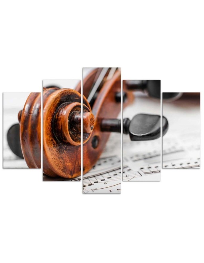 Canvas print 5 piece Violin and notes for living room, office for wall | FEEBY