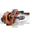 Canvas print 5 piece Violin and notes for living room, office for wall | FEEBY