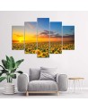Canvas painting Sunflowers on a meadow landscape for living room | FEEBY