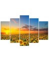 Canvas painting Sunflowers on a meadow landscape for living room | FEEBY