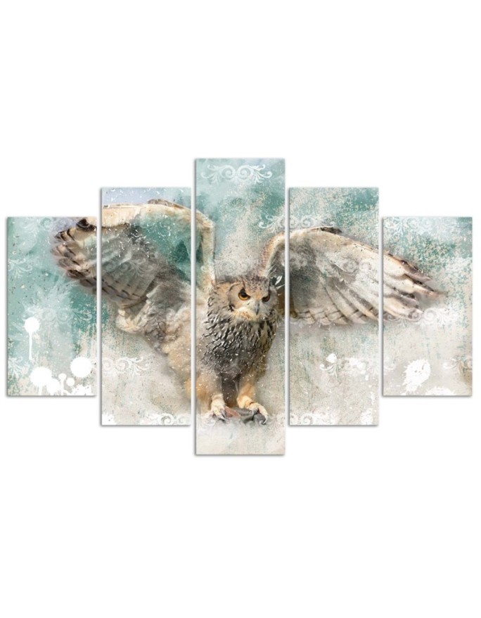 Painting Canvas Owl in flight for living room wall | FEEBY