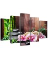 Zen composition wall art painting with orchid and bamboo | FEEBY