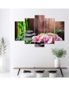 Zen composition wall art painting with orchid and bamboo | FEEBY