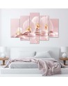 5 Piece Canvas painting Orchid on stones pink for living room | FEEBY