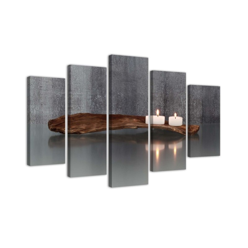 Canvas print on canvas Zen composition with candles and wood | FEEBY