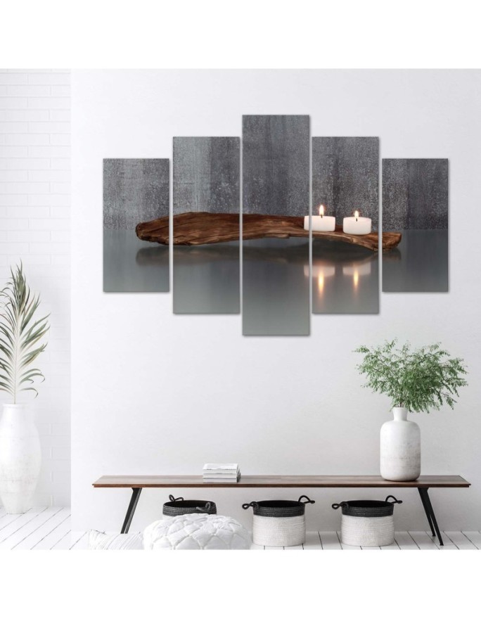 Canvas print on canvas Zen composition with candles and wood | FEEBY