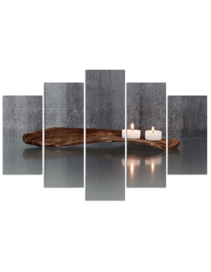 Canvas print on canvas Zen composition with candles and wood | FEEBY
