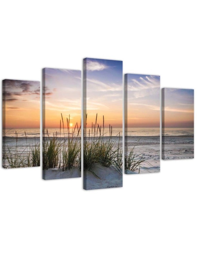 Canvas print Beach sea sunset for living room wall 5 Piece| FEEBY