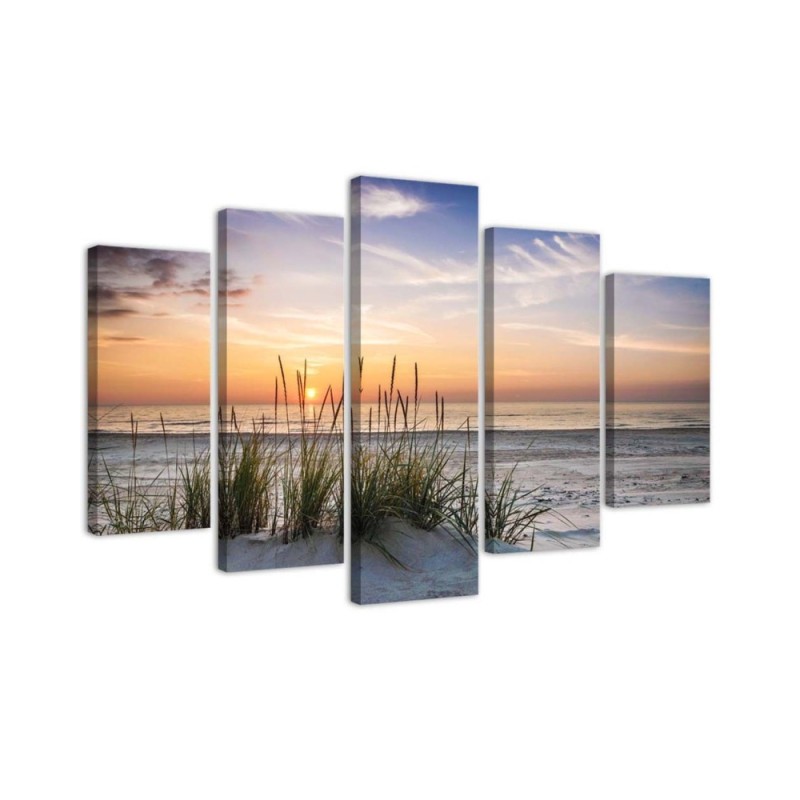 Canvas print Beach sea sunset for living room wall 5 Piece| FEEBY