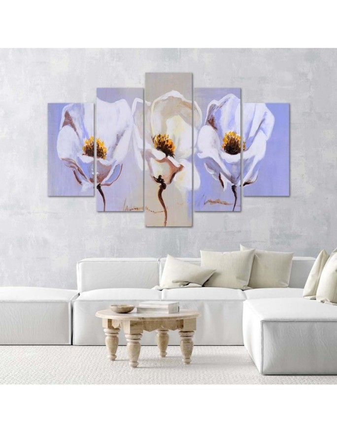 5 Piece Canvas print Pastel flowers nature | FEEBY