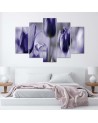 Purple tulips in a meadow painting 5 parts for living room | FEEBY