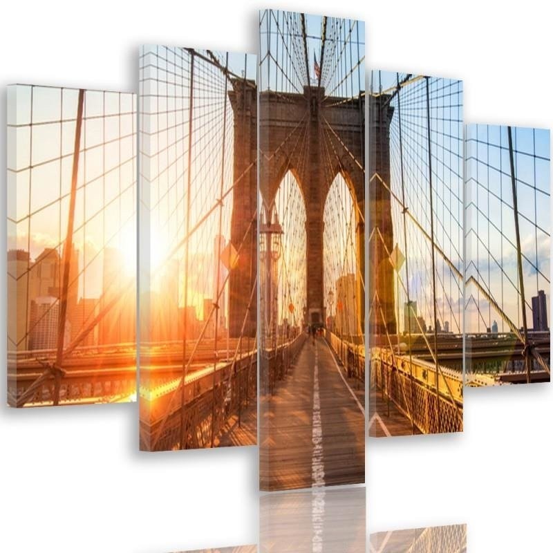 Canvas print Sunrise New York bridge canvas print | FEEBY