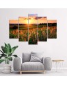 Sunset over the meadow wall art painting for living room | FEEBY