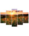 Sunset over the meadow wall art painting for living room | FEEBY